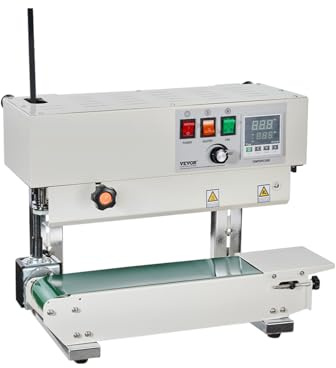 VEVOR Continuous Bag Band Sealing Machine, 0.24-0.47 in/6-12 mm Seal Width, Vertical Band Sealer Machine with Digital Temperature Control, Carbon Steel Bag Sealer for 0.02-0.8 mm Plastic Bags Films