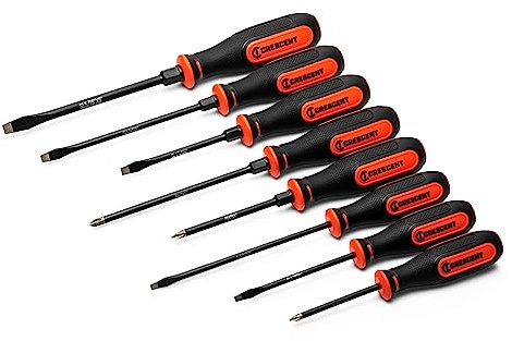 Crescent 8PC Diamond Tip Dual Material Screwdriver Set with Phillips and Slotted Screwdrivers - CDT8PCSET
