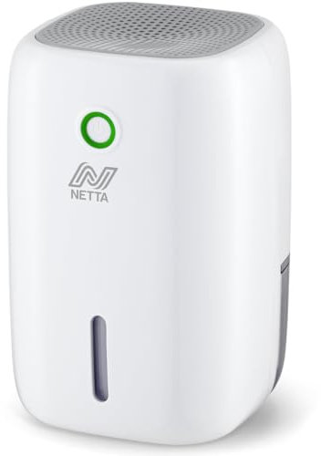 NETTA Dehumidifier 800ml Mini Air Dehumidifier for Damp, Mould, Moisture, Portable and Ultra Quiet for Home, Bathroom, Bedroom, Kitchen, Wardrobe, Basement - White [Energy Class A+++]