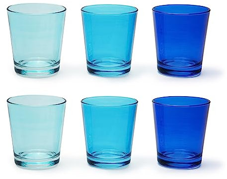 Excelsa Portofino - Juego de 6 vasos, escala de azul, 30 cl., vidrio soplado