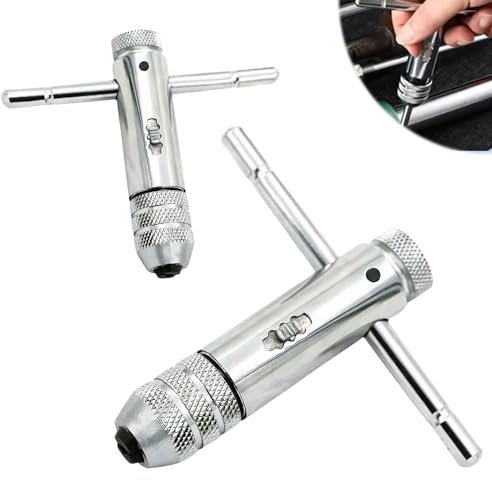 WIYETY T Griff Windeisen Ratsche: Erstellbarer Hand Gewindeschneider Set, Gewindeschneider Halter, Handgewindebohrer Satz, T-Förmigen Schraubenschlüssel Kit für Metrische Gewindebohrer M3-M8/M5-M12