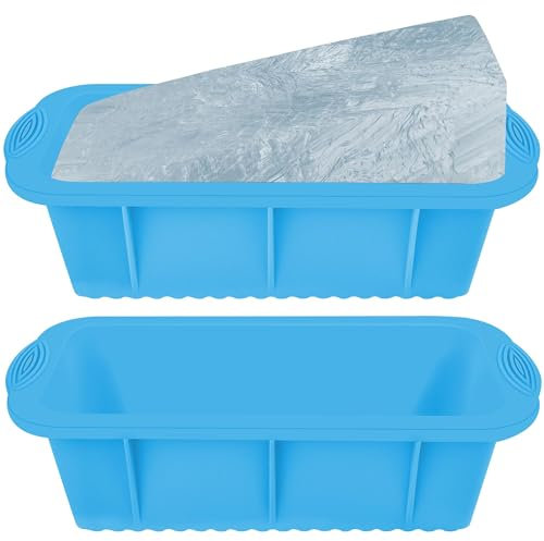Moldes para bloques de hielo extra grandes, paquete de 2 moldes para hielo para baño de hielo o enfriador, moldes grandes de silicona para cubitos de hielo para enfriador de bañera fría(azul)