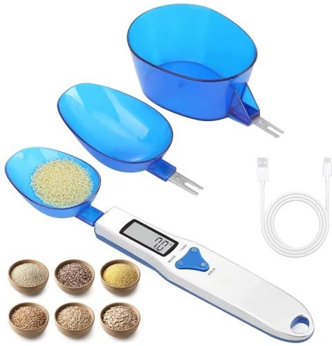 Balance de cuisine numérique avec écran LCD de précision de 0,1 g - 500 g - Avec 3 cuillères à mesurer amovibles - Pour épices, lait en poudre