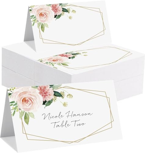 100Pcs Marque Place Mariage，BetterJonny Fleurs Bohème Porte Nom Table Cartons Placement Cartes de Nom Anniversaire Carte De Table pour Table Réceptions Fêtes Evénements Célébrations（B）