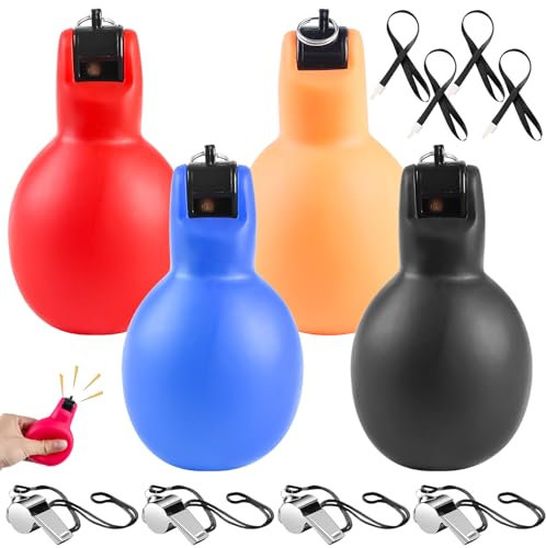 4 Stück Handpfeife, Trillerpfeife für Trainer, Handpfeife Sportunterricht mit 1 Stück Edelstahl-Sportpfeifen, Trillerpfeife Laut Notfall, Sportpfeife für Schiedsrichter, Trainer Zubehör Fußball