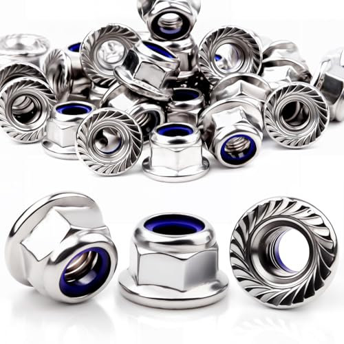 Mbsomnus 30 Pièces Ecrou M8 Inox DIN 6926 Inox À Embase Crantée M8 Ø16,4 mm A2 304 Écrou Autobloquant M5/M6/M8/M10
