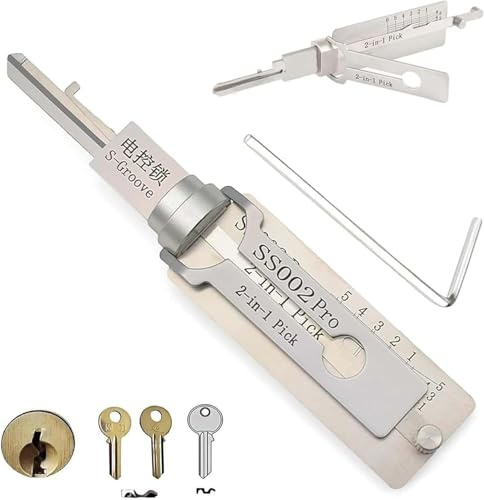 Decodificador de llave maestra 2 en 1 de acero inoxidable, decodificador de llave maestra, juego de ganzúas, herramienta de lectura de llaves de coche, decodificador de llaves,
