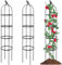 TIKTALK 2pcs Rankhilfe Obelisk, 175 cm hoch, rankhilfen für kletterpflanzen, Schwarz Metall Rankhilfe für Rosen,gurken,Tomaten,Höhenverstellbar