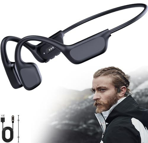 ZOVIMAX Militari Cuffie Conduzione Ossea, Bluetooth 6.0, IP68 Nuoto Impermeabili Sport-Cuffie Con Lettore MP3 da 32GB, 12Ore Anti-vento Open Ear Sportive Auricolari per Subacquee/Surf/Corsa/Ciclismo