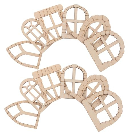 DEARMAMY Set 25 Pezzi Finestre e Porte in Miniatura in Legno Non Verniciato per Progetti Creativi Fai-da-te, Decorazioni per Balconi Design Unico e Effetto Decorativo