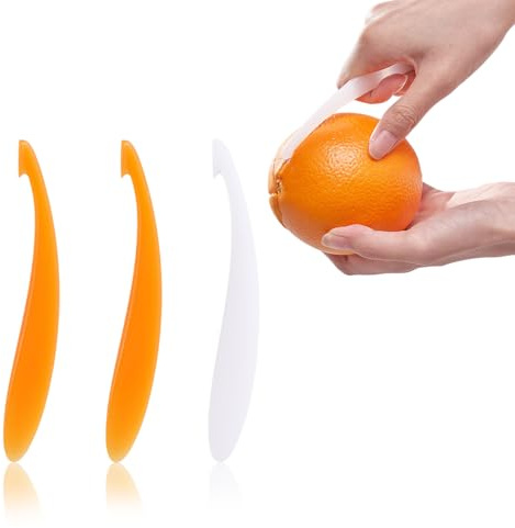 BLPRKOT 3 Pezzi Plastica Arancione Peeler, grattugia limone scorza, Eplucheur di Agrumi Efficace per Sbucciatore d'Arancia e Altri Agrumi, Utensile Pratico per Multifunctional Peeler Knife