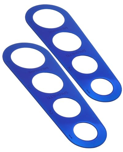 Milisten Lot de 2 Doseurs à Spaghetti en Acier Inoxydable, Outil de Mesure 4 Trous pour Pâtes, Guide de Portionnement Rapide, Ustensile Cuisine Compact Bleu pour Cuisson Précise