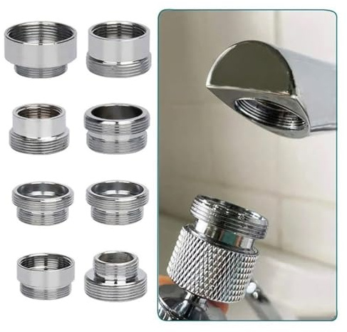 Adapter till kökskran, 16/18/20/22/24 mm till 22 mm, kontakt för ekonomi till hona, metallfilter med tvättmaskin, badrumstillbehör i 1 delar (inre 20 fin tänder 22 fin)