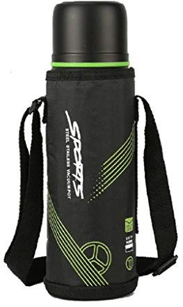 Edelstahl Thermoskanne 1000ml 1l mit Hülle/Isolierung und Gurt 5-teilig 1 Liter, für kalte und warme Getränke Hält noch länger warm und kalt durch die Isolierung Isolierkanne Thermosflasche