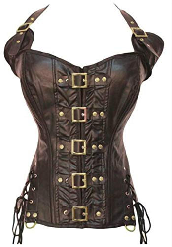 KUOSE Damen Vollbrust Lackleder Korsett Corsagentop Bustier Korsage Shirt