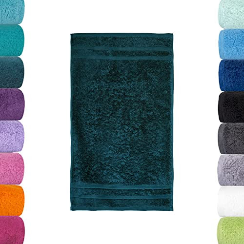 Lavea 2er Set Gästetücher, Kiefergrün, 30 x 50 cm Premium Frotteeserie Bali | GOTS Zertifiziert, 100% Bio Baumwolle