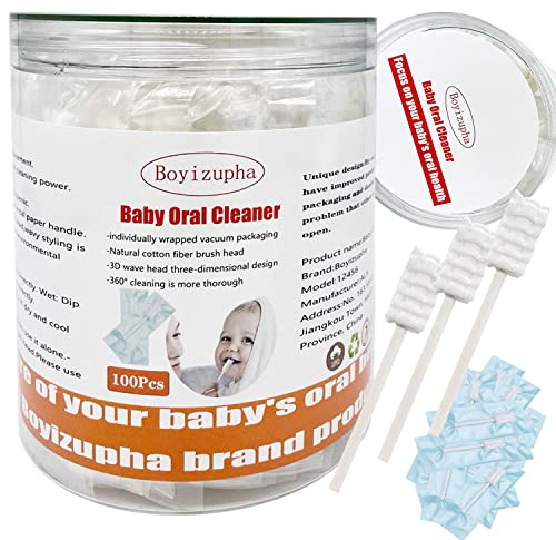 Boyizupha 100Pcs Baby Tongue Cleaner,Baby Toothbrush,Disposable Oral Cleaner for Newborn Toddler Infant Tooth Mouth Gum Clean Stick Dental Care