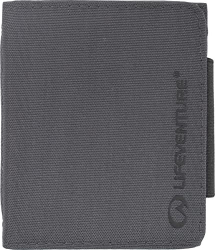 Lifeventure Geldbörse im Trifold-Design mit RFID-Schutz – Portemonnaie mit Reißverschluss für Reisen aus umweltfreundlichem Recyclingmaterial (Grau)
