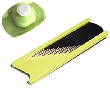 JOSKO Produktset med 2 delar vågskärare våghyvel potatisskärare med blad av rostfritt stål fingerskydd frukt och grönsaker i vågor eller rutnät, lime, 510