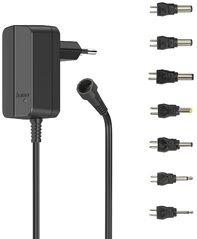 Hama Universal Netzteil einstellbar 12V (Ladegerät regelbar, AC Adapter 600mA, 7,2W, max. 12V, inkl. 7 Stecker USB u. DC, Schaltnetzteil für Lautsprecher, Tablet und mehr Haushaltselektronik)