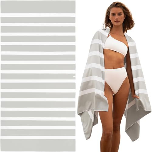 SummerSand Mikrofaser Strandtuch XL 200x100 cm - Sandfrei, Kompakt und Schnelltrocknend - Ideal als Strandhandtuch, Badehandtuch, Reisehandtuch und Saunatuch - Microfaser Badetuch Groß – Marble Sand