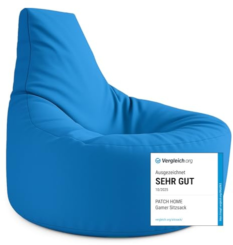 PATCH HOME Gamer kudde & lounge sittsäck fåtölj sittdyna sittsäckar gaming, redo med frigolitfyllning lämplig för inomhus- och utomhusbruk (kungsblå, Ø 65 cm x höjd 70 cm junior)
