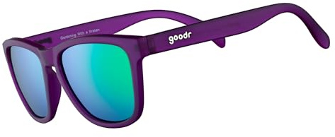 goodr Gardening With a Kraken Polarized Sunglasses, Medium Sized (OG), Dark Purple Translucent Lens with Light Green Mirrored Reflective Lens, UV400 Protection, No Slip, No Bounce