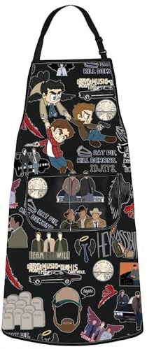 WZMPA Winchester Brothers Kitchen Apron Dean & Sam & John Fans Gift IDJITS Dean & Sam Cooking Apron For Baking Grilling, Eat Pie Ap