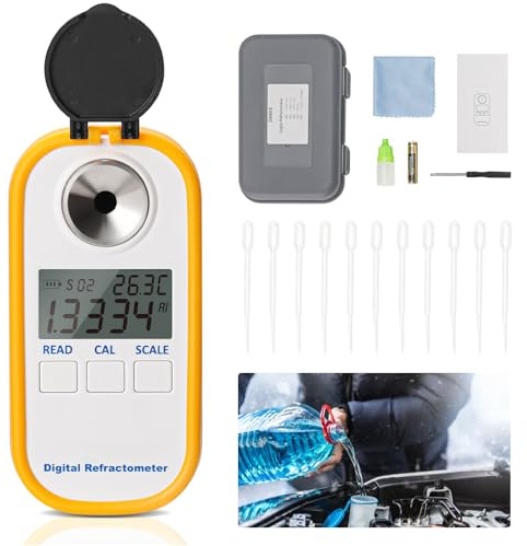 Helivivfy 5 in 1 Urea DEF Tester Coolant Refractometer, Digital Handheld Tester for Automotive Automotive Diesel Exhaust Tester Measurement of Glycol Propylene Glycol Concentrations Freezing Points