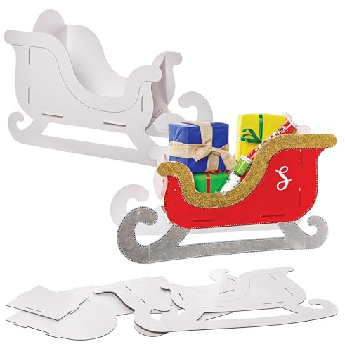 Baker Ross FN323 Build Your Own Giant Christmas Sleigh - Christmas Arts and Crafts for Kids, Christmas Decorations