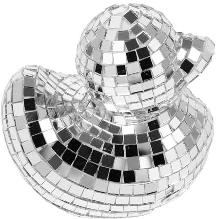 MUSISALY Disco-Ente Desktop-Disco-Kugel Disco-Kugel-Party- Mini-Disco-Kugel-Ornamente Glasdekoration Tischdekoration Diskokugel aus Glas Party-Spiegelkugeln Entendekor Schaum Silver
