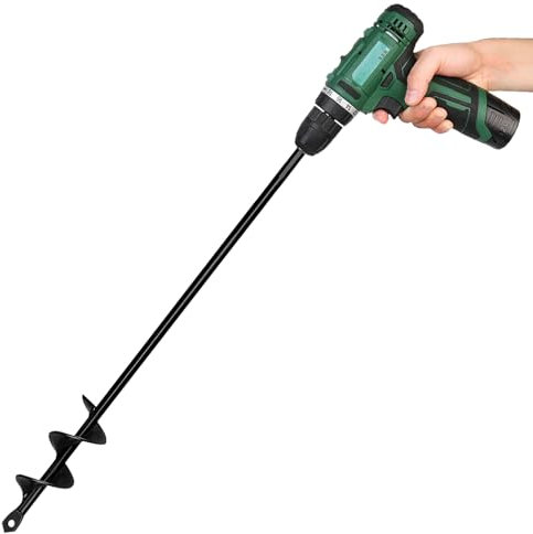 Erdbohrer für Akkuschrauber 4x42cm，Gartenbohrer Erdbohrer für Bohrmaschine,Pflanzhilfe für Blumenzwiebeln,Blumenzwiebel Bohrer für 3/8 Sechskant-Antrieb (4x42cm)