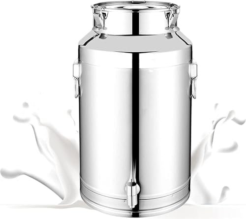 Lechera de acero inoxidable de 18 L, cubo de lácteos con tapa sellada, barril de vino, recipiente de almacenamiento de agua y aceite, depósito de té, ideal para almacenamiento de líquidos y sólidos.