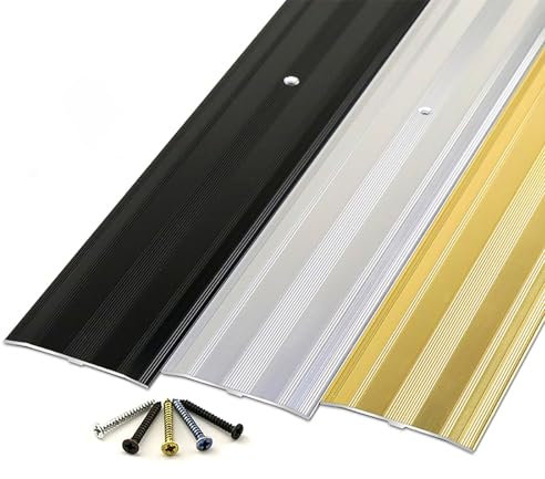 90cm Aluminum Door Threshold Transition Strip, Laminate Floor Cover Strips, Transition Profile, For Carpet Threshold Transition Height Less Than 2cm(Black)