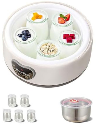 Fuhjythy Yogurtera Eléctrica Multifunción de 36 Horas con Control de Temperatura y Tiempo Ajustables, Enchufe Europeo.