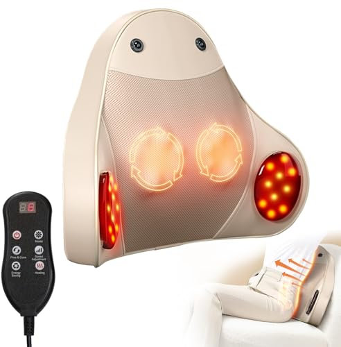LORESJOY Cuscino Massaggiante Shiatsu, Cuscino Massaggiatore Elettrico Cervicale per Collo e Schiena, Massaggiatore Schiena Cervicale Collo Shiatsu Elettrico con Funzione di Riscaldante