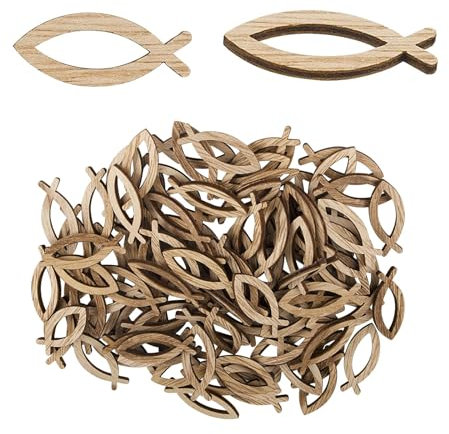 100 Pezzi Decorazioni Per Tavolo a Forma di Pesce In Legno, Elementi Decorativi Sparsi Per Tavolo, Decorazioni Per Battesimo, Comunione Decorazioni Per Battesimo Per Ragazzi e Ragazze