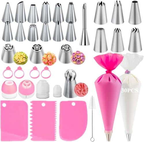 Cake Decorating Kit,Piping Bags and Tips Set,Cake Decorating Supplies,Frosting Piping Kit,Cake Baking Supplies for Beginners (66PCS)