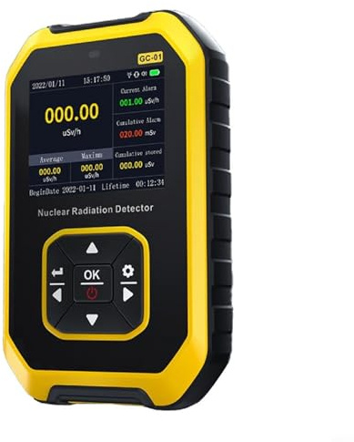 Per contatore Geiger con display LCD e impostazioni di allarme personalizzabili per una migliore rilevazione delle radiazioni (giallo)