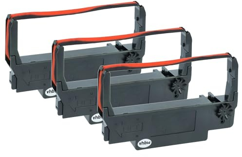 vhbw 3x Cinta de color de escritura compatible con Epson TM-U220B, TM-U210B, TM-U220A, TM-U210D impresora de matriz o de tickets - negro, rojo