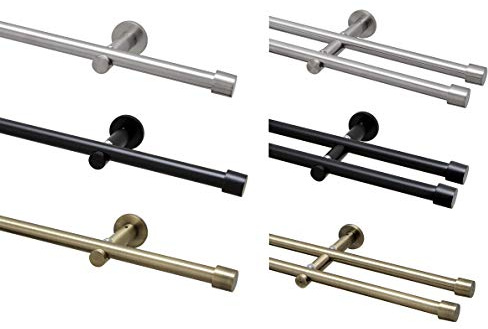 Garduna Gardinenstange Ø 16mm 2-Lauf Messing-Antik Metall, 100cm