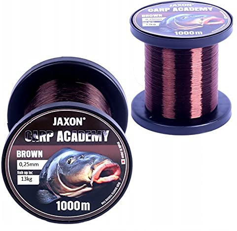 Jaxon Karpfenschnur Angelschnur CARP Academy 1000m Spule 0,25-0,35mm Feederschnur Karpfen Monofile (1000m/0,25mm/13kg), Braun