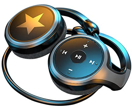 Casque Bluetooth 5.0 Sans Fil, Ecouteur Sport à Crochet d'oreille avec Micro Antibruit, Support Carte TF & Radio FM, Écouteurs MP3 Stéréo Pliable Oreillette Sans Fil pour Bureau Course Gym Black