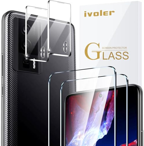 ivoler 2 Piezas Cristal Vidrio Templado Protector de Pantalla para Xiaomi Poco F5 Pro, con 2 Piezas Protector de Lente de Cámara, 9H Dureza, Antiarañazos, Sin Burbujas