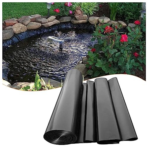 Teichfolie Aus HDPE Gummi, 2x12m 4x6m 5x9m 6x10m 8x12m 10x15m Dichtungsfolie Schwarz Teichplane Schwerlast Teichfolien Gartenteichfolie Für Kleine Teiche, Undurchlässig Folie Teichmembran(Größe:10x12m