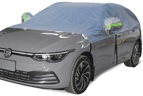 BEXITA Halbgarage Auto Abdeckplane Wasserdicht Outdoor Verdickter Stoff mit Baumwolle gefüttert Autoabdeckung Halbe Autoplane Für Schrägheck(bis zu 440cm)