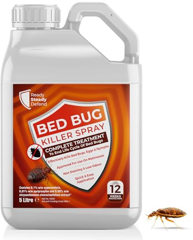 Bed Bug Killer Spray | 5 Litre | Complete Treatment to End Life Cycle of Bed Bugs, Eggs, Nymphs | Safe to Use On Mattresses, Bedding & Carpets | Non Staining & Low Odour | Quick & Easy Application