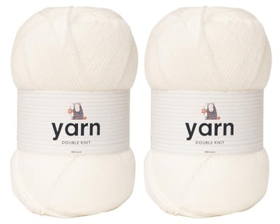 Korbond garn – vit – 2 x 100 g akrylull – lätt, allergivänlig och hållbar dubbelstickad virkad garn stickad ull