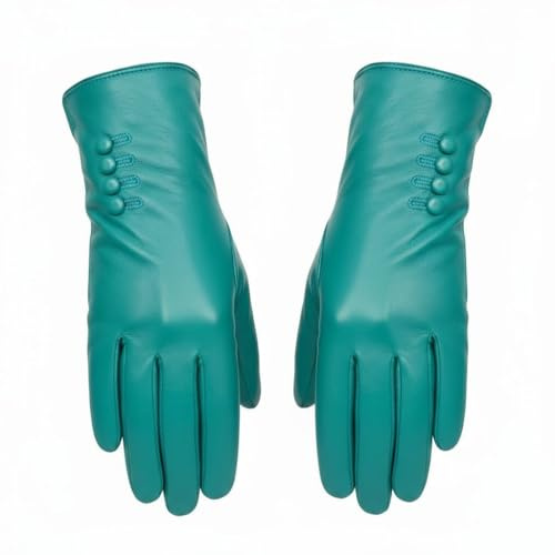 TheGloveHut Guanti da donna in vera pelle morbida completamente foderati, Verde giada, Small 6.5