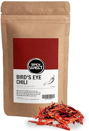 Spicy Welt Piri Piri & Hel Bird's Eye Chili (250g) - För Kycklingwok, Hemgjord Chiliolja, Thailändsk Curry & Salsa | Värmande, Fruktig, Intensiv | 100% Naturren, Utan Tillsatser